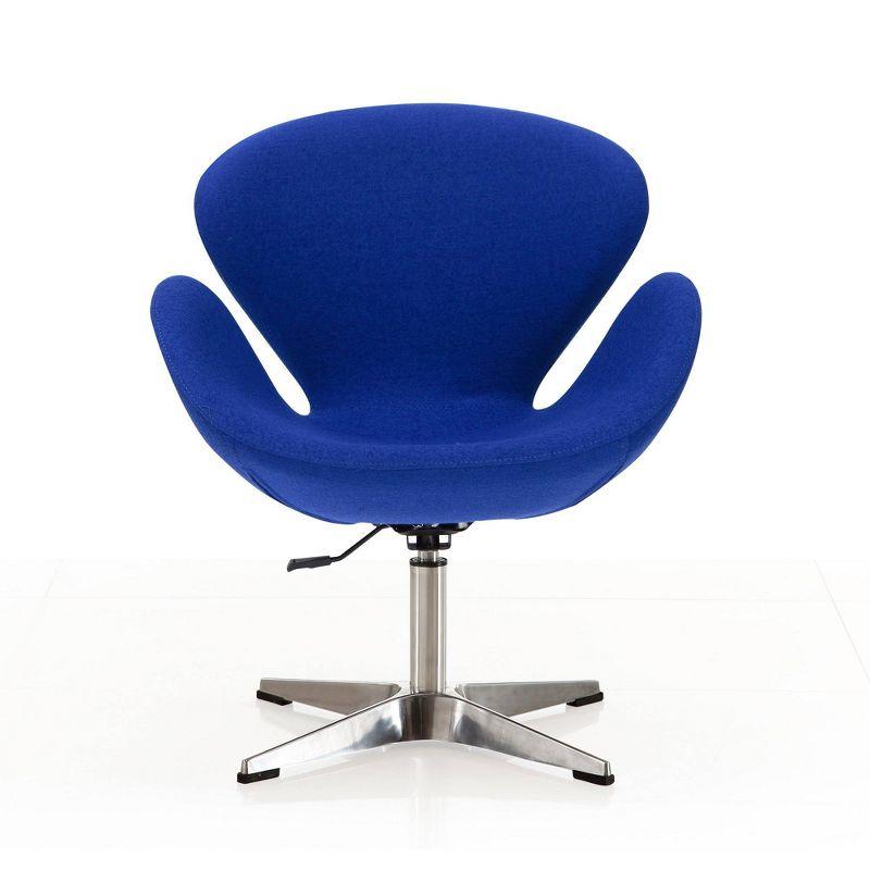 Retro Chic Blue Wool and Polished Chrome Swivel Chair Set