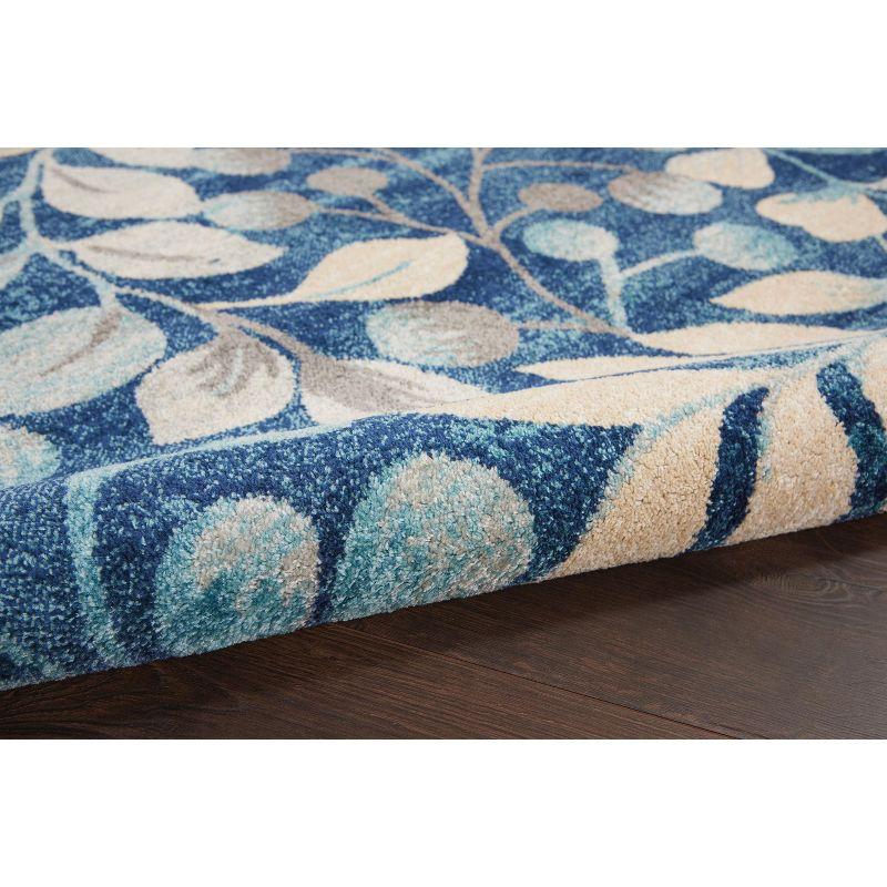 Nourison Tranquil 5'3" X 7'3" (5' x 7') Navy Indoor Area Rug Contemporary Botanical Vine and Bloom by Nourison