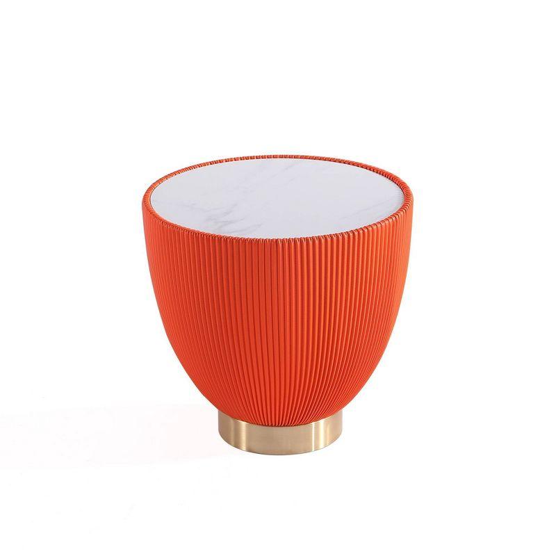 Manhattan Comfort 2pc Anderson Modern Leatherette Upholstered End Table Set Orange: Faux Marble, No Assembly Required