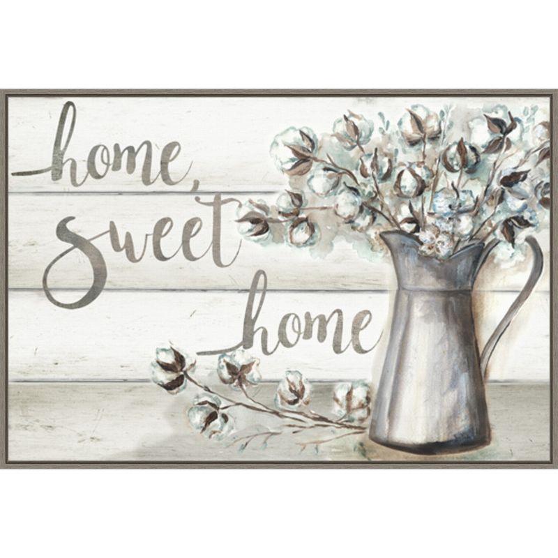 Home Sweet Home Framed Canvas Wall Art in Greywash