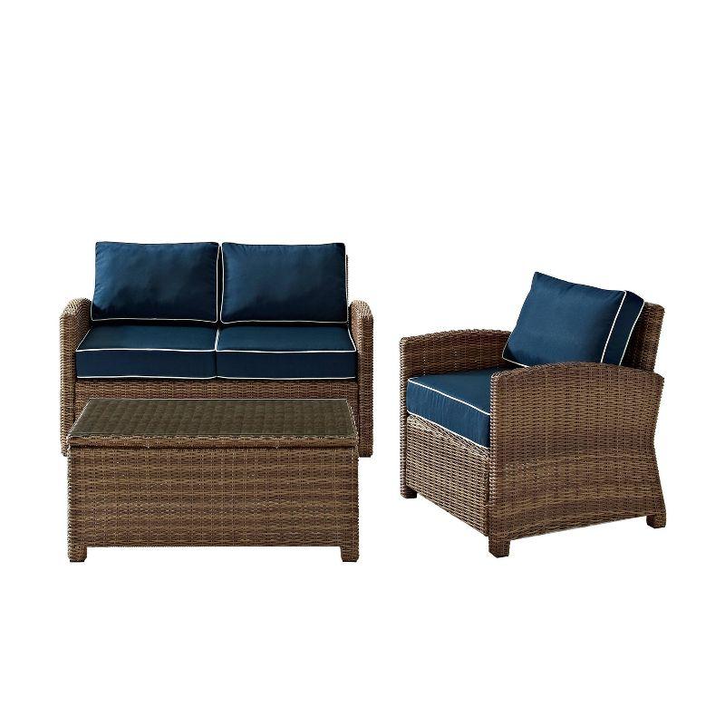 Bradenton 3-Piece Navy Wicker Outdoor Conversation Set