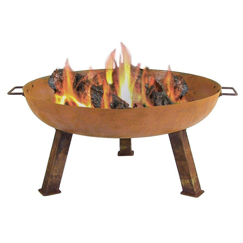 SunnyDaze Decor Union Round Wood-Burning Steel Finish Cast Iron Outdoor Raised Fire Pit Bowl