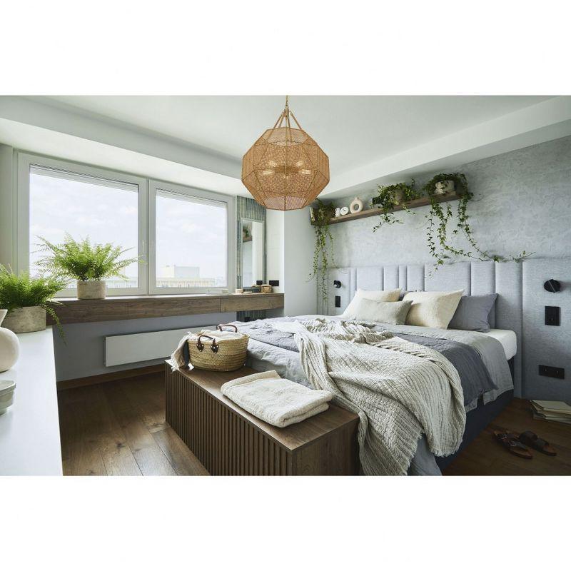Savoy House Selby 5 - Light Pendant in  Burnished Brass/Rattan