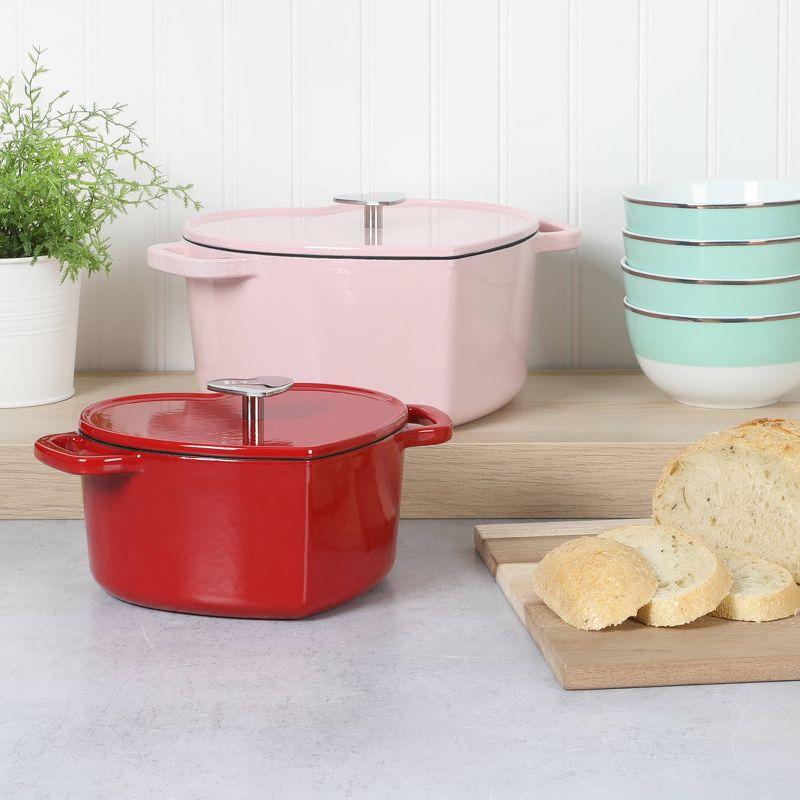 Martha Stewart Martha Stewart Heart Shape 2 QT Enamel Cast Iron Dutch Oven - Pink