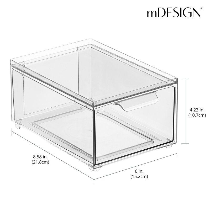 mDesign Plastic Stacking Closet Storage Organizer Bin with Drawer