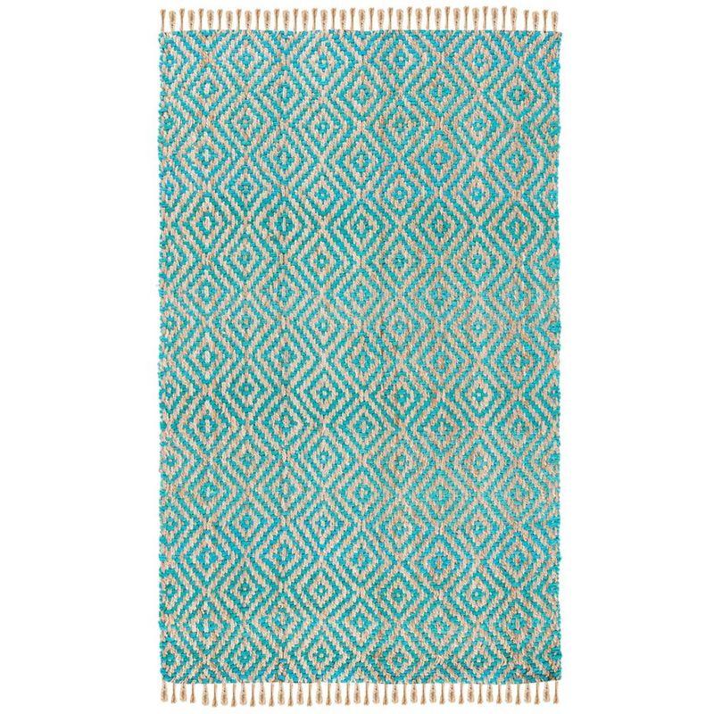 Natural Fiber NF266 Hand Woven Indoor Area Rug - Turquoise/Natural - 5'x8' - Safavieh.