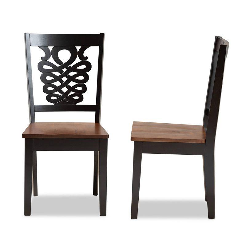 2pc Wood Gervais Two-Tone Dining Chair Set Dark Brown - Baxton Studio