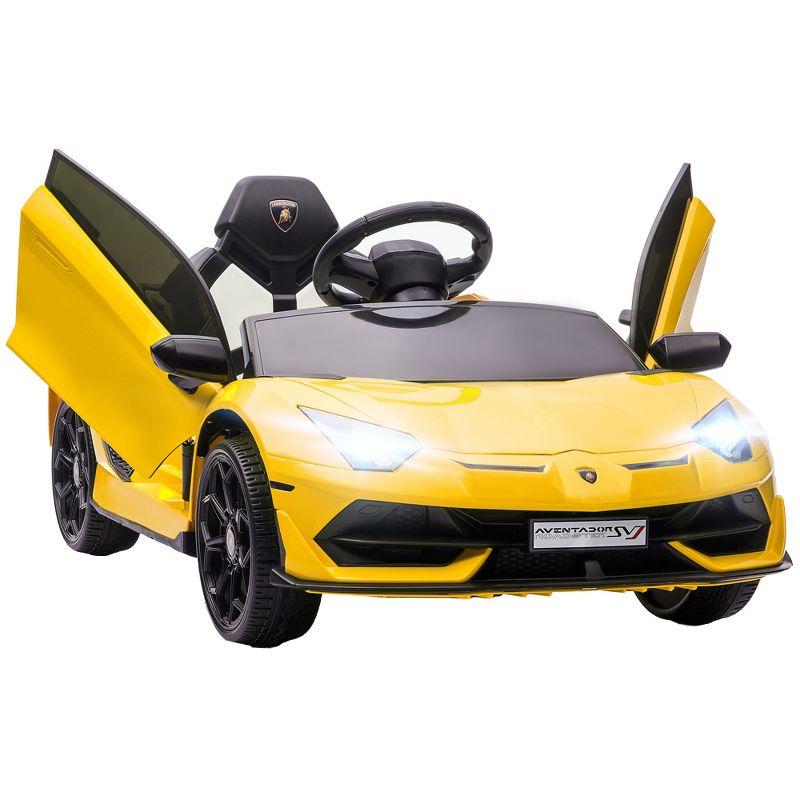 Yellow 12V Lamborghini Aventador Kids Ride-On Car with Scissor Doors