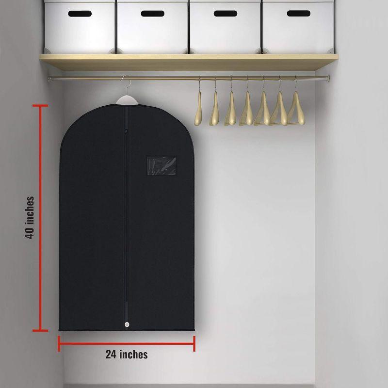 PLX 40" Black Garment Bags Suit Bag for Travel & Clothing Storage of Dresses, Shirts, Fur Coats, Jackets & Costumes - Hanging Closet Garment Protector