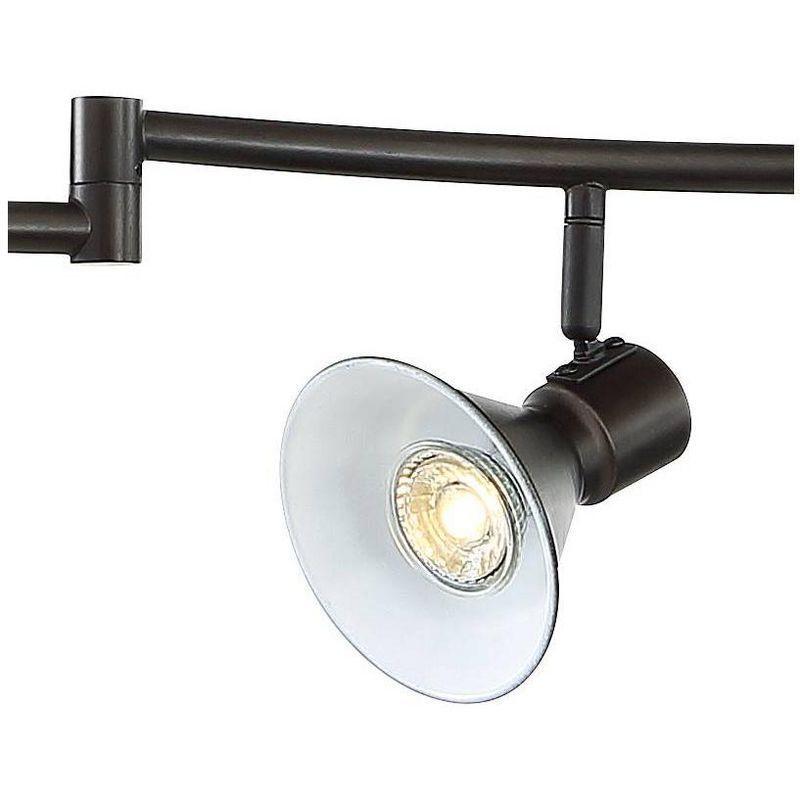 Pro Track Rhodes 6-Head LED Ceiling Track Light Fixture Kit Spot Light GU10 Brown Bronze Hood Metal Farmhouse Rustic Kitchen Bathroom 62" Wide