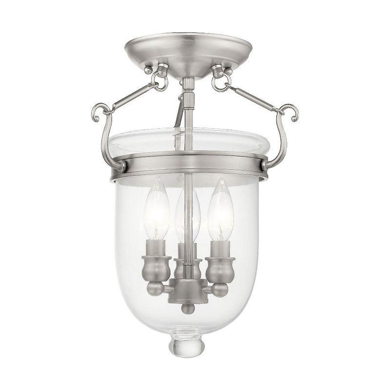 Elegant Jefferson Brushed Nickel 3-Light Indoor/Outdoor Jar Pendant