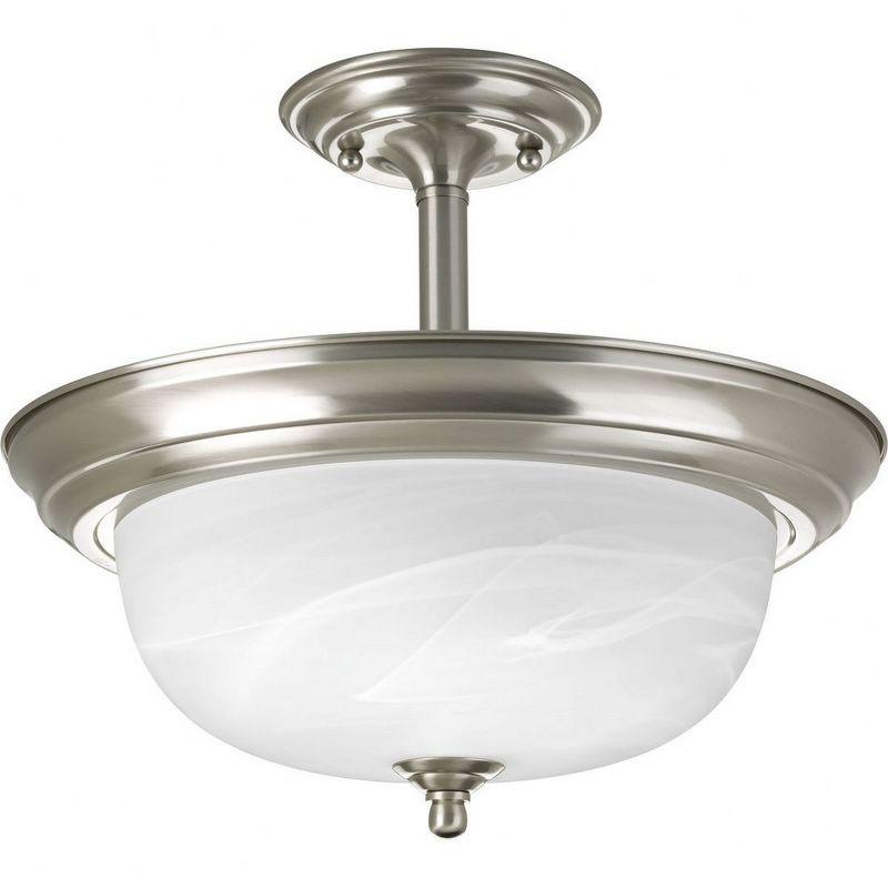 Progress Lighting, Melon Collection, 2-Light Semi-Flush Mount, Brushed Nickel, Dome Shaped Glass