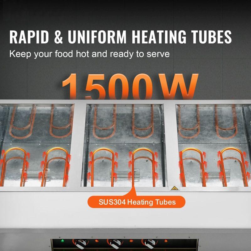 VEVOR 3-Pan Commercial Food Warmer, 3 x 20.6QT Electric Steam Table, 1500W Professional Buffet Catering Food Warmer with 4 Wheels (2 Lockable)