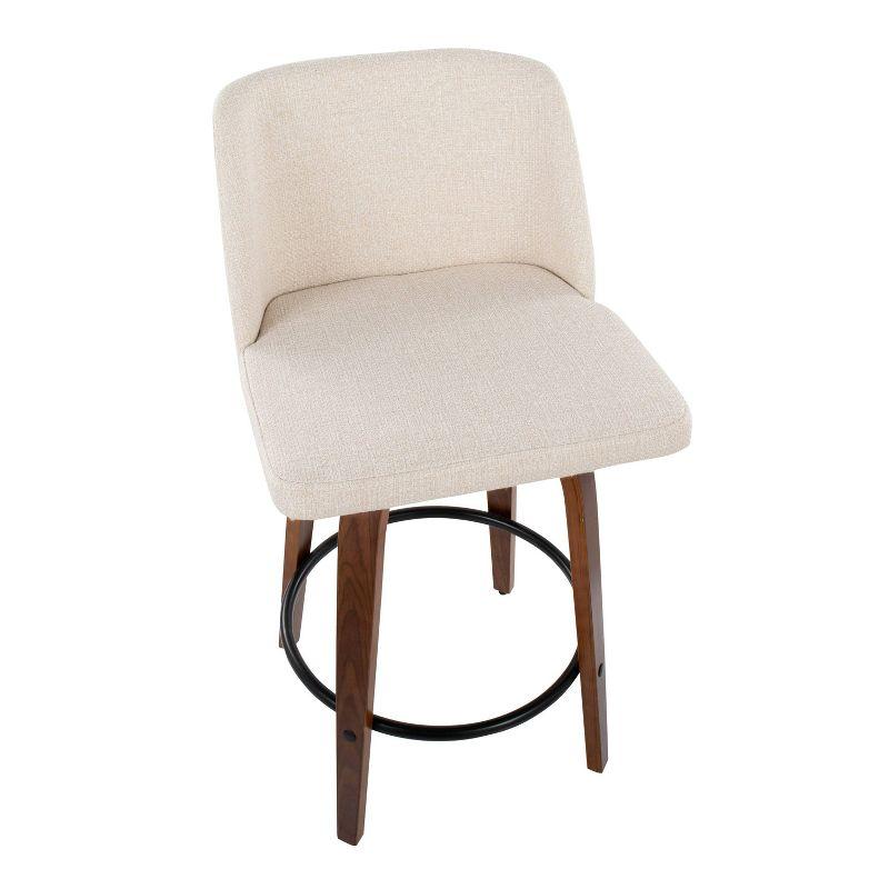 Set of 2 Toriano Counter Height Barstool : Mid-Century Tapered Leg, Swivel Seat, Footrest - LumiSource