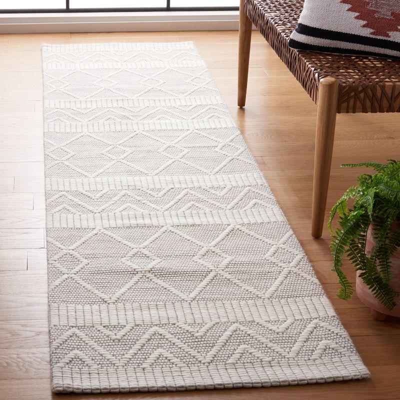 Ivory and Beige Hand Loomed Flat Weave Runner Rug