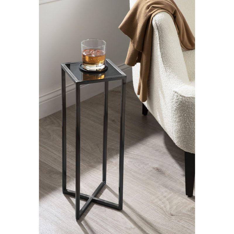 Kate and Laurel Jaspur Square Metal Drink Table, 7x7x21, Pewter