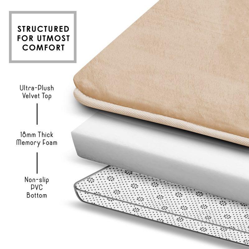 Hearth & Harbor Bathroom Rugs, Velvet Memory Foam Bath Mat - Ultra Soft Beige Cream Large Bath Rug, 20X32