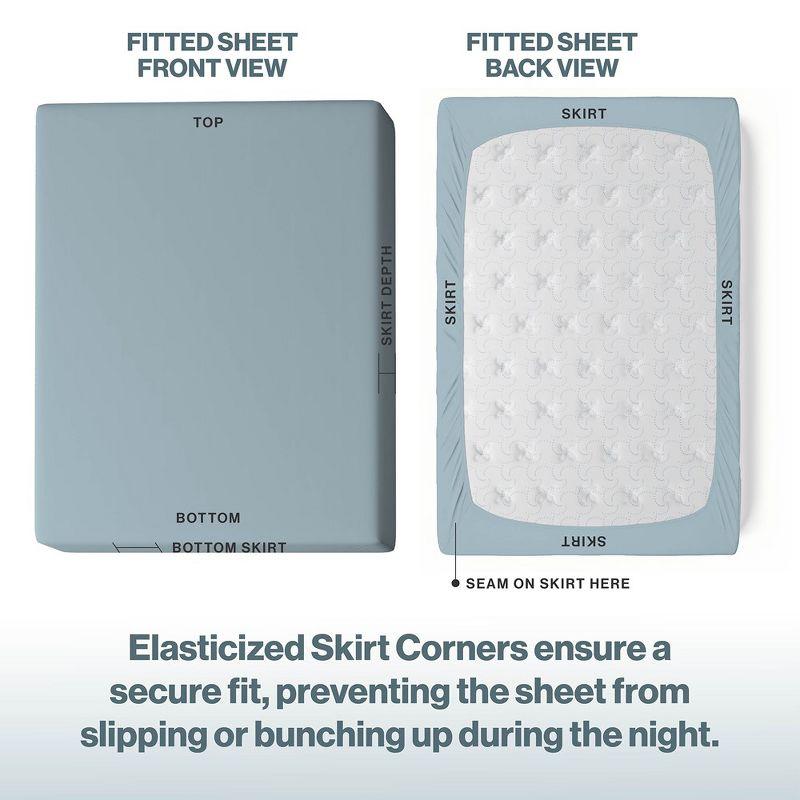 Superity Linen Queen Fitted Sheet - 100% Premium Cotton - 200 Thread Count - Blue