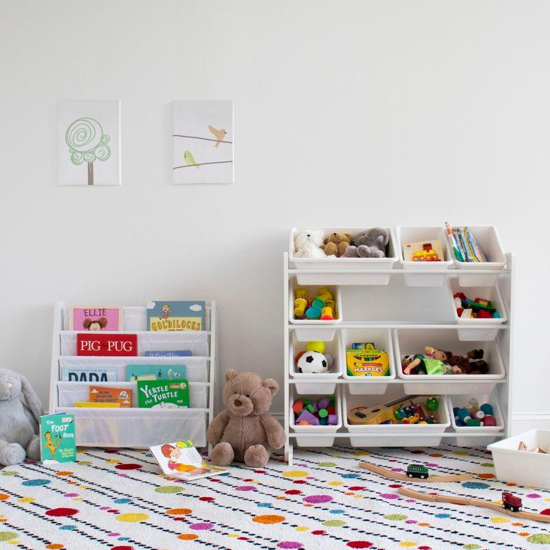 Kids' Book Rack Cambridge Collection White - Humble Crew: Toddler Decorative Bookshelf, 4 Shelves, MDF Material