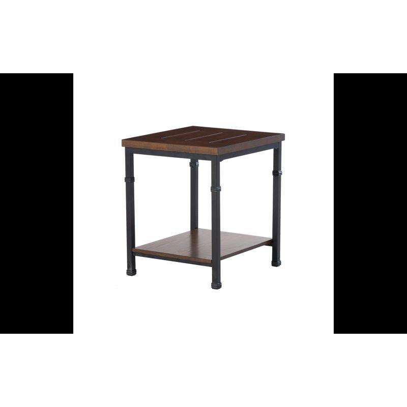 Linon Austin Industrial Style Metal End Table with Shelf Brown/Black: Sturdy Bedside Table, 20" Width