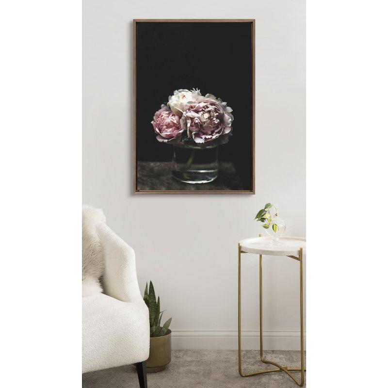 Kate and Laurel Sylvie Peony Framed Canvas by Alicia Abla, 23x33, Gold