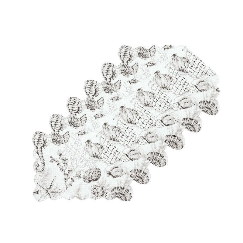 C&F Home 13" x 19" Fenwick Isle Gray Rectangle Cotton Quilted Scalloped Coastal Placemats, Set of 6