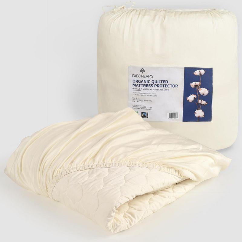 Twin Ivory Organic Cotton Quilted Mattress Protector