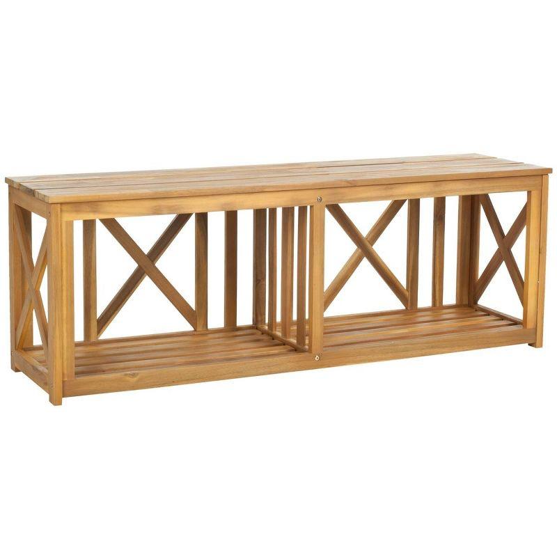 Transitional 51'' Natural Brown Acacia Outdoor Storage Bench