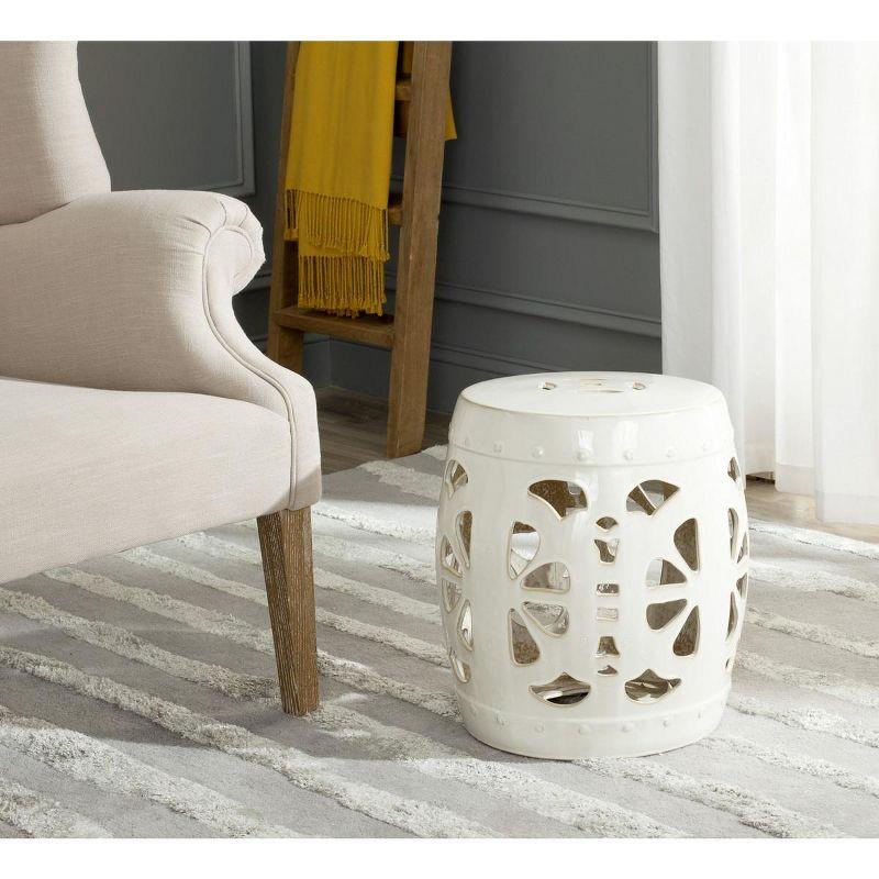 Stencil Blossom White Ceramic Garden Stool