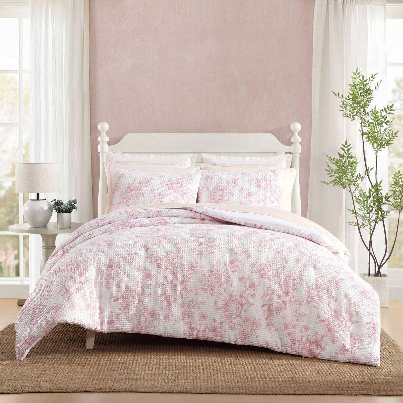 Laura Ashley Laura Ashley Delphine Waffle Pink Comforter Set