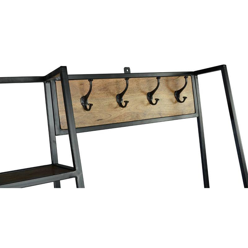 Hampton Hall Tree Wood and Frame Brown/Black - Steve Silver Co.: Mango Wood, Iron Hooks, Shoe Storage