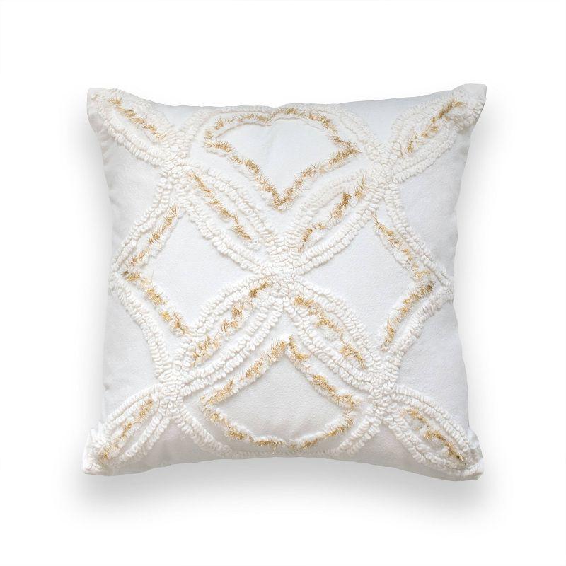 Ivory Square Chenille 18" x 18" Metallic Decorative Pillow