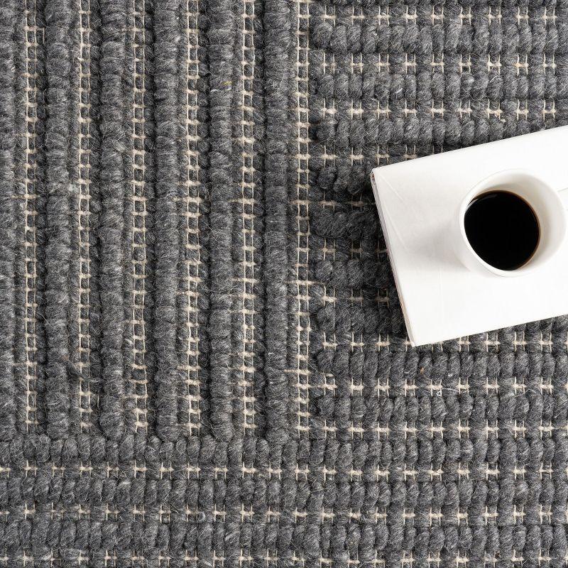 Nuloom Dorene Contemporary High-Low Striped Wool Indoor Area Rug, 9' x 12', Greys