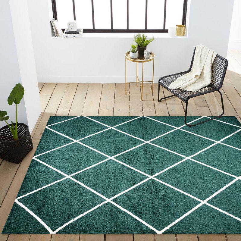 Cole Minimalist Diamond Trellis Round Area Rug - JONATHAN Y