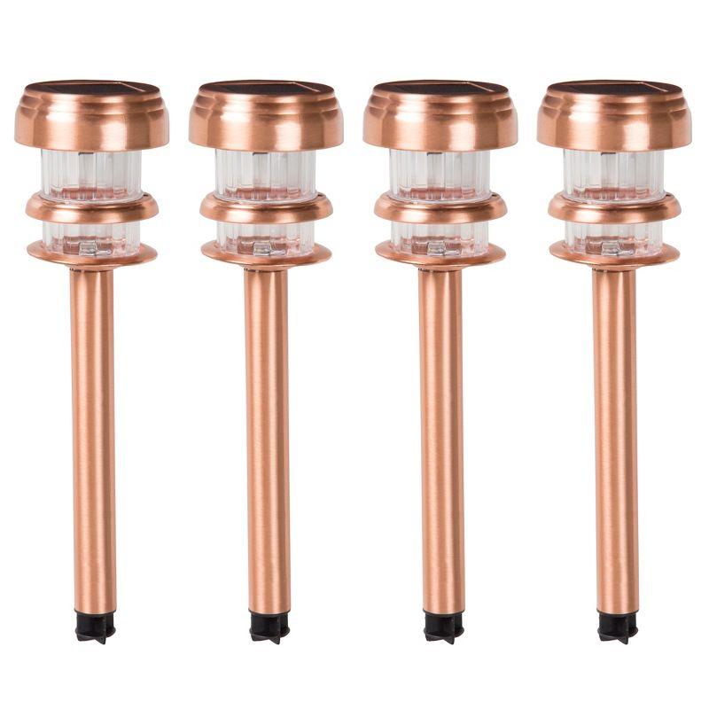 Nature Spring Solar-Powered LED Pathway Lights With Stakes - Set of 4, Copper