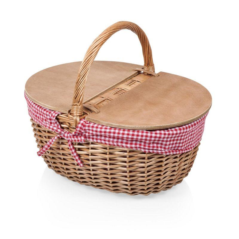 Country Vintage Wicker Picnic Basket for 2