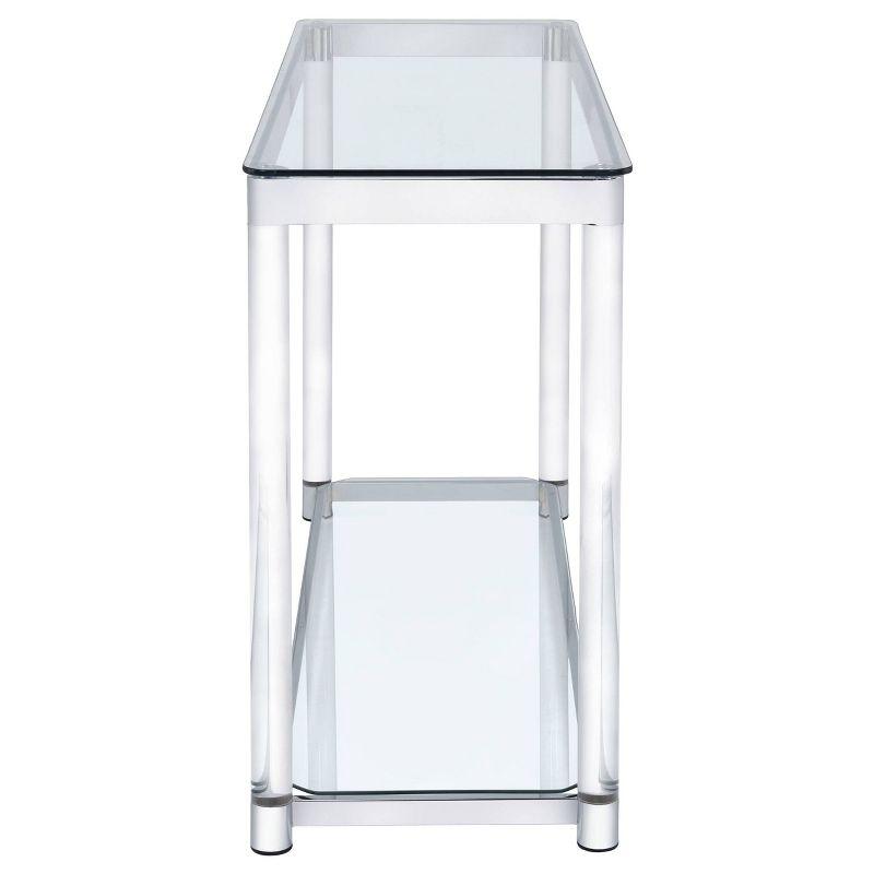 Anne Acrylic Console Sofa Table with Glass Top and Shelf Chrome - Coaster