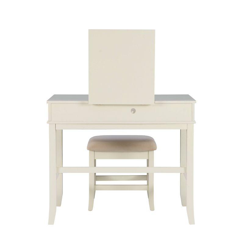 Jackson Traditional Wood Flip-up Mirror Vanity with Stool, Nickel Hardware - Linon