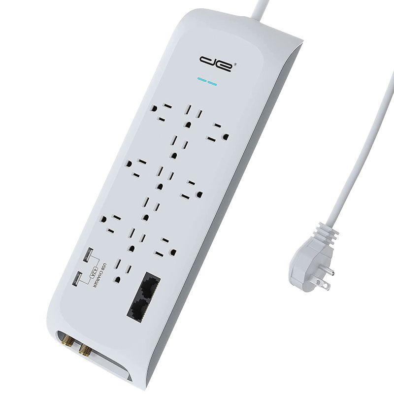 Digital Energy® 12-Outlet Surge Protector Power Strip with 2 USB Ports (6 Ft.) in White