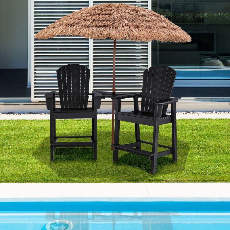 Rosecliff Heights HDPE Tall Adirondack Chair Set with Removable Double Trays (Set of 2)