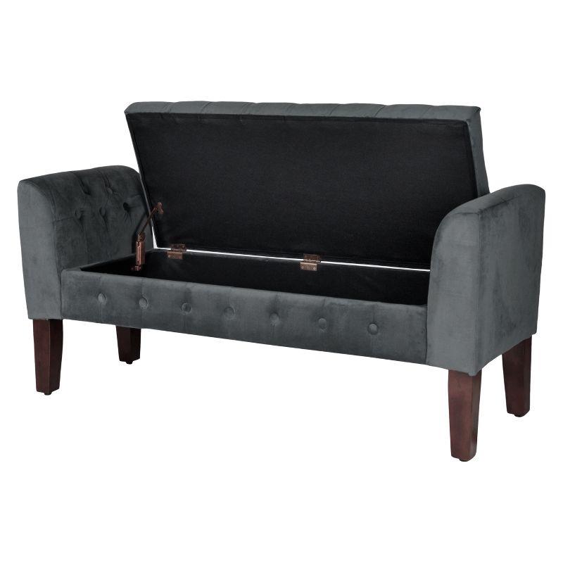 Luxurious Dark Gray Velvet Tufted Storage Settee Bench