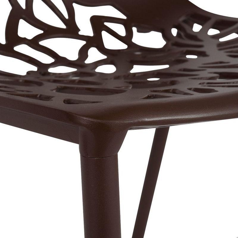 LeisureMod Devon Modern Aluminum Outdoor Stackable Dining Chair, Brown