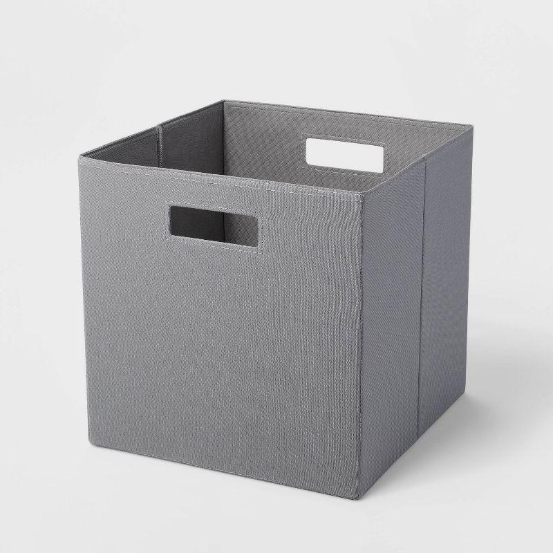 Gray 13" x 13" Fabric Storage Bin with Cutout Handles