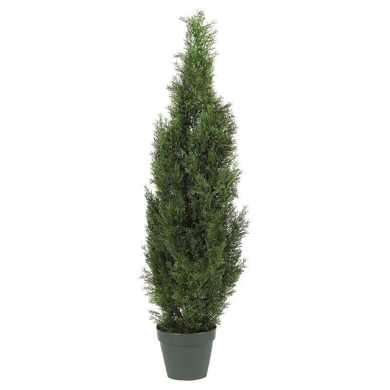 Nearly Natural 4' Cedar Tree Silk Tree (In-door/Out-door): Weather-Resistant, No Assembly, Includes Pot