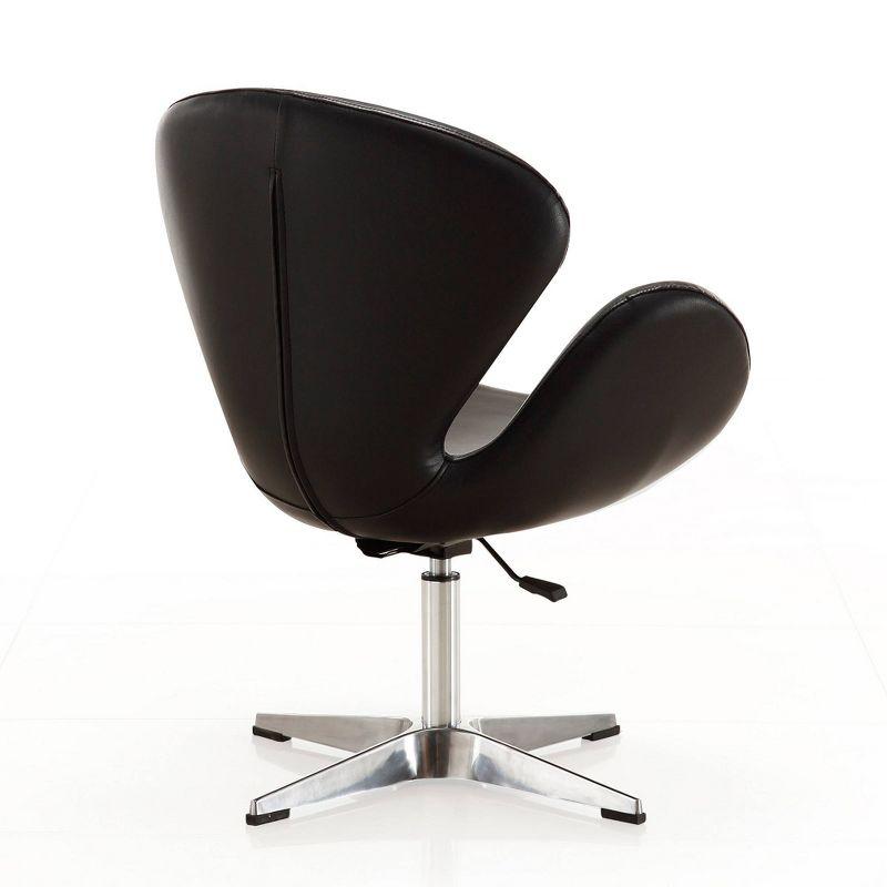 Set of 2 Raspberry Faux Leather Adjustable Swivel Chairs Black - Manhattan Comfort: Retro Chic, Steel Cross Legs