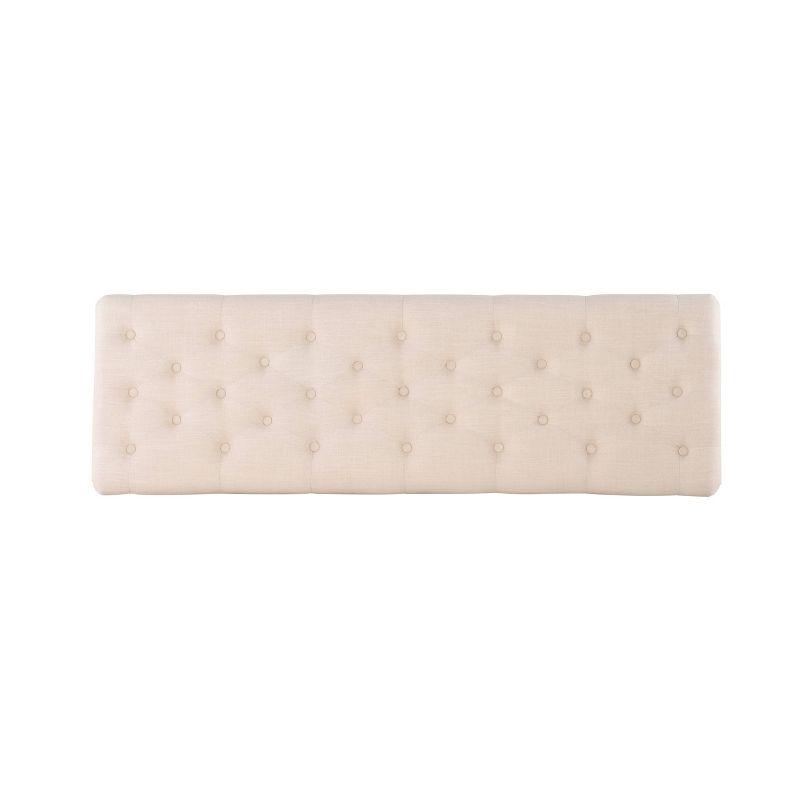 62" Isabelle Linen Tufted Bench with Nailhead Trim & Casters - Entryway, Bedroom - Linon