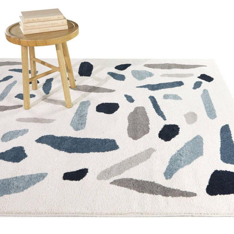 Abstract Multicolor Microfiber Stain-Resistant Area Rug 5'3"x7'