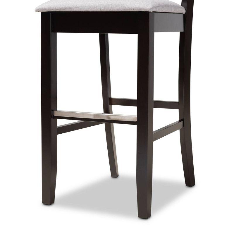 Espresso Brown and Grey Fabric Upholstered Barstool Set with Metal Accents