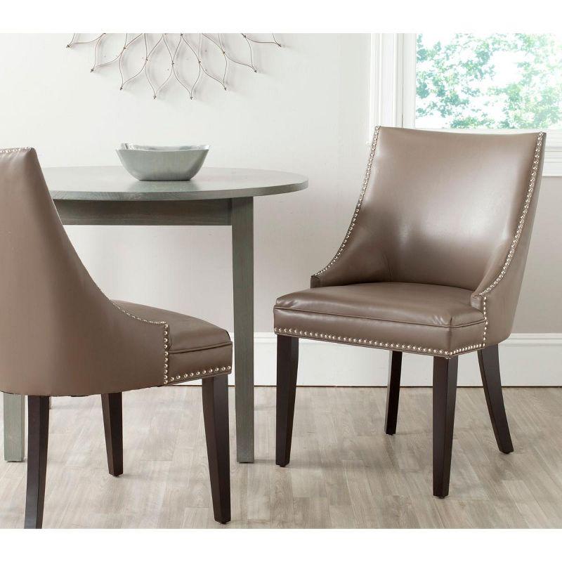 Espresso Birchwood Parsons Side Chair in Clay with Silver Nailhead Trim