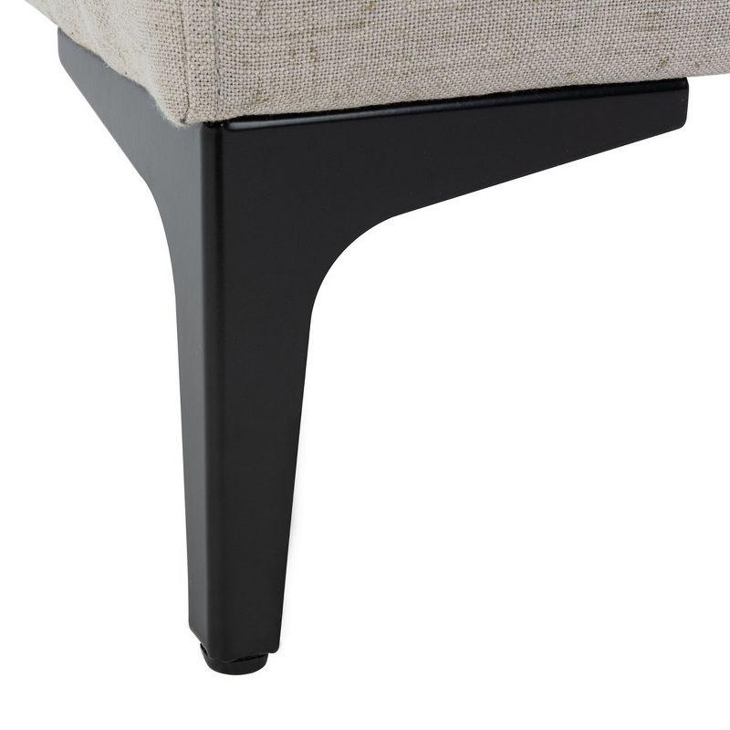 Elsie Transitional Light Grey Linen and Black Wood Bench